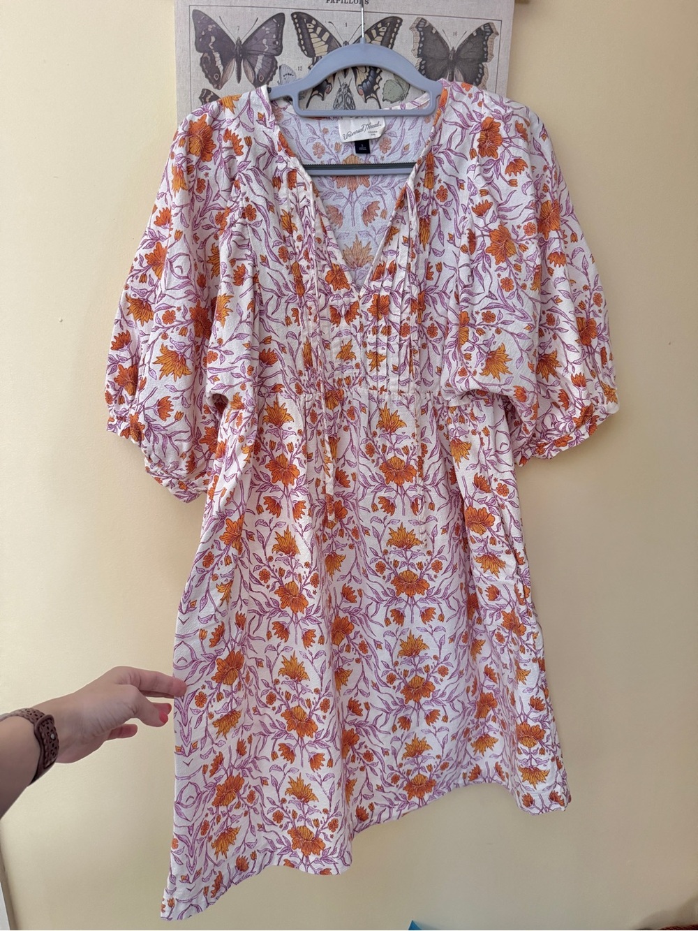 Universal Thread Fall Cotton Dress with Orange Floral Print